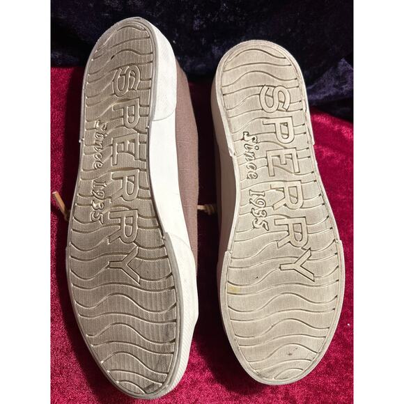 Sperry Top-Sider Sneaker Shoes Taupe Sz 8, Leather Lace Slip on Memory Foam - Picture 6 of 9